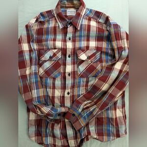 Vintage Five Brother Plaid Flannel Shirt - Burgundy and Cream